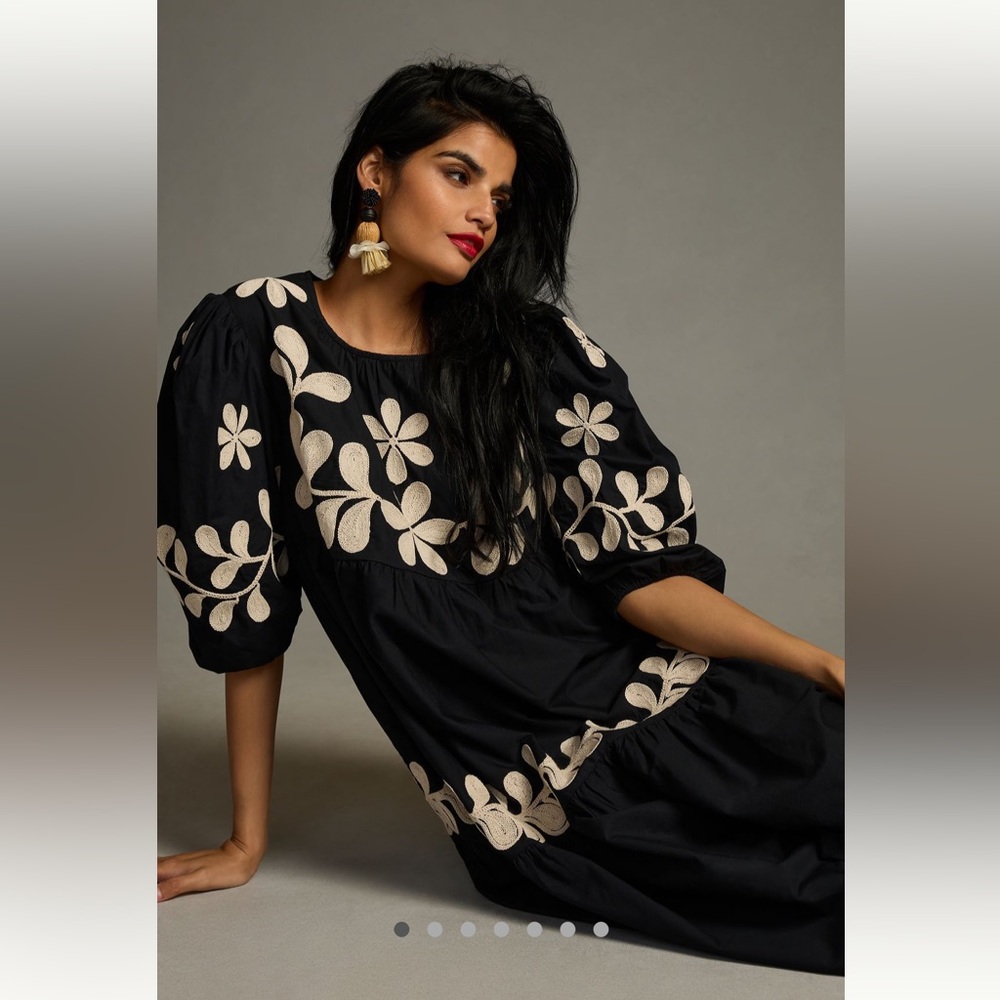 NWT Anthropologie Embroidered Midi Dress Size Small